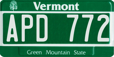 VT license plate APD772