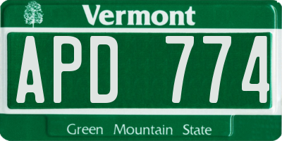 VT license plate APD774