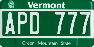 VT license plate APD777