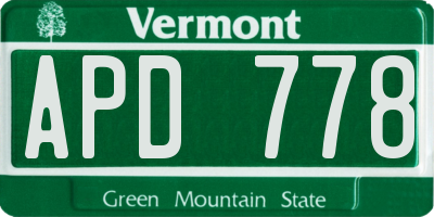 VT license plate APD778