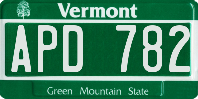 VT license plate APD782