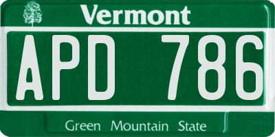 VT license plate APD786