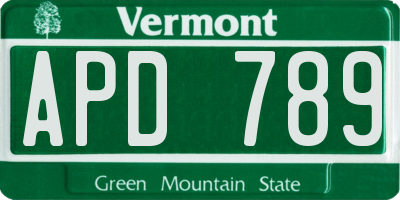 VT license plate APD789