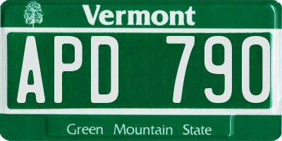 VT license plate APD790