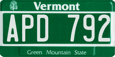 VT license plate APD792