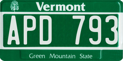 VT license plate APD793