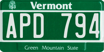 VT license plate APD794