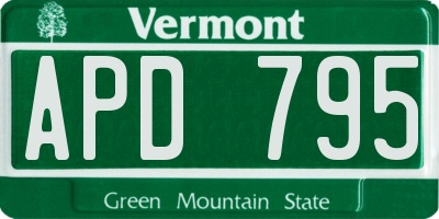 VT license plate APD795