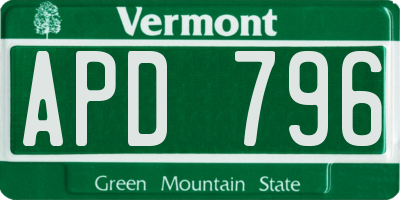 VT license plate APD796