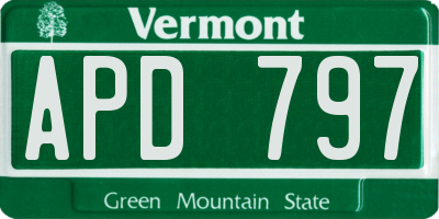 VT license plate APD797