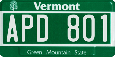 VT license plate APD801