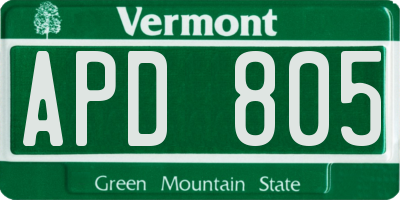 VT license plate APD805