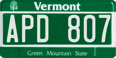 VT license plate APD807