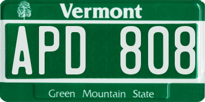 VT license plate APD808
