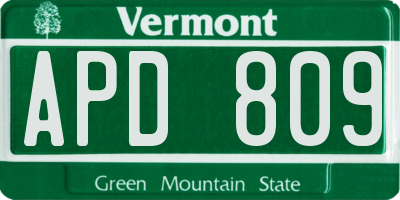 VT license plate APD809