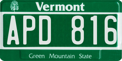 VT license plate APD816