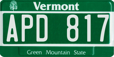 VT license plate APD817