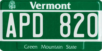VT license plate APD820
