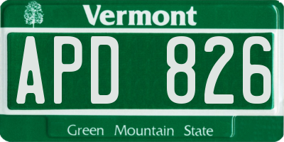 VT license plate APD826