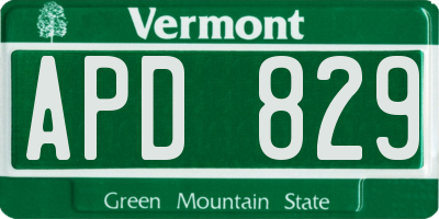 VT license plate APD829