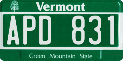 VT license plate APD831