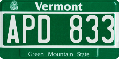 VT license plate APD833