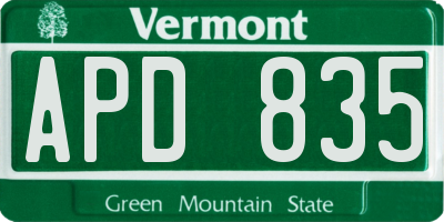 VT license plate APD835