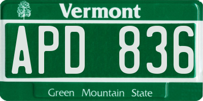 VT license plate APD836
