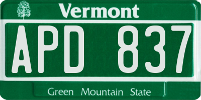 VT license plate APD837