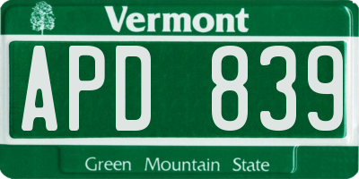 VT license plate APD839