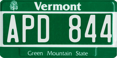 VT license plate APD844