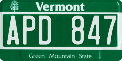 VT license plate APD847