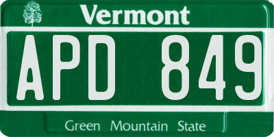 VT license plate APD849