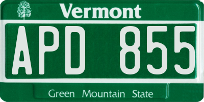 VT license plate APD855