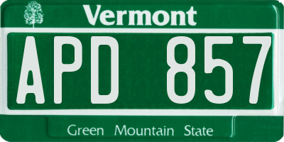 VT license plate APD857