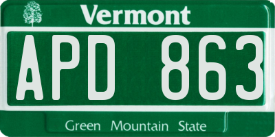 VT license plate APD863
