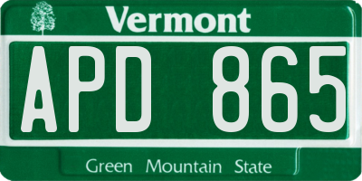 VT license plate APD865