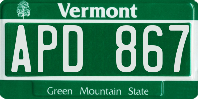 VT license plate APD867