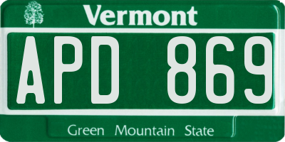 VT license plate APD869