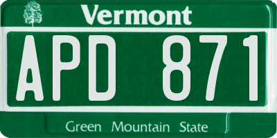 VT license plate APD871