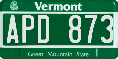 VT license plate APD873