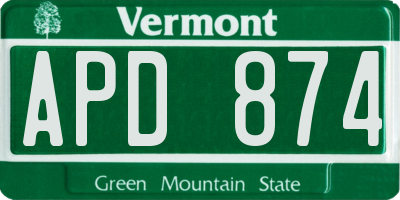 VT license plate APD874