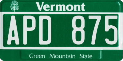 VT license plate APD875