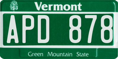 VT license plate APD878