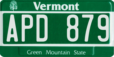VT license plate APD879