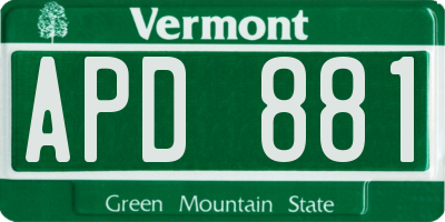VT license plate APD881