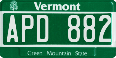 VT license plate APD882