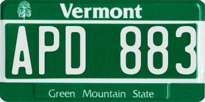 VT license plate APD883