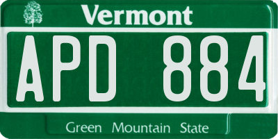 VT license plate APD884