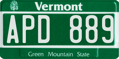 VT license plate APD889